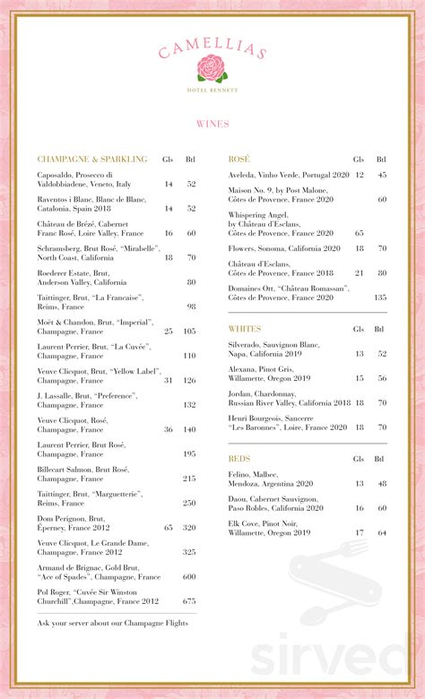 camellias menu.